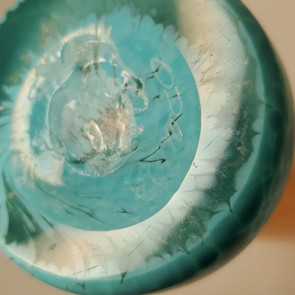 90s Hand Blown Glass O'Dell 99 Vase Orange Teal Signed Fall Colors Decor
